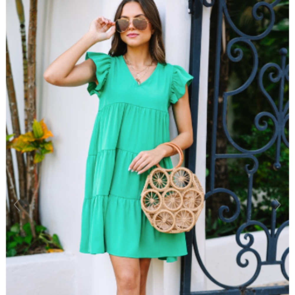 Best Behavior Green Babydoll Dress Size Large